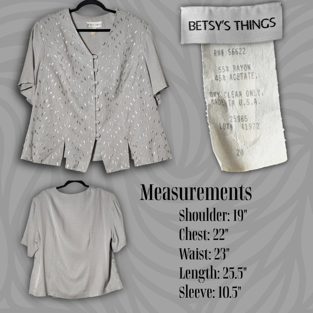 BETSY'S THINGS Women's Size 20 Gray Floral Jacquard Suit/Formal Jacket